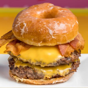 Pink Burger Donut Cheeseburger